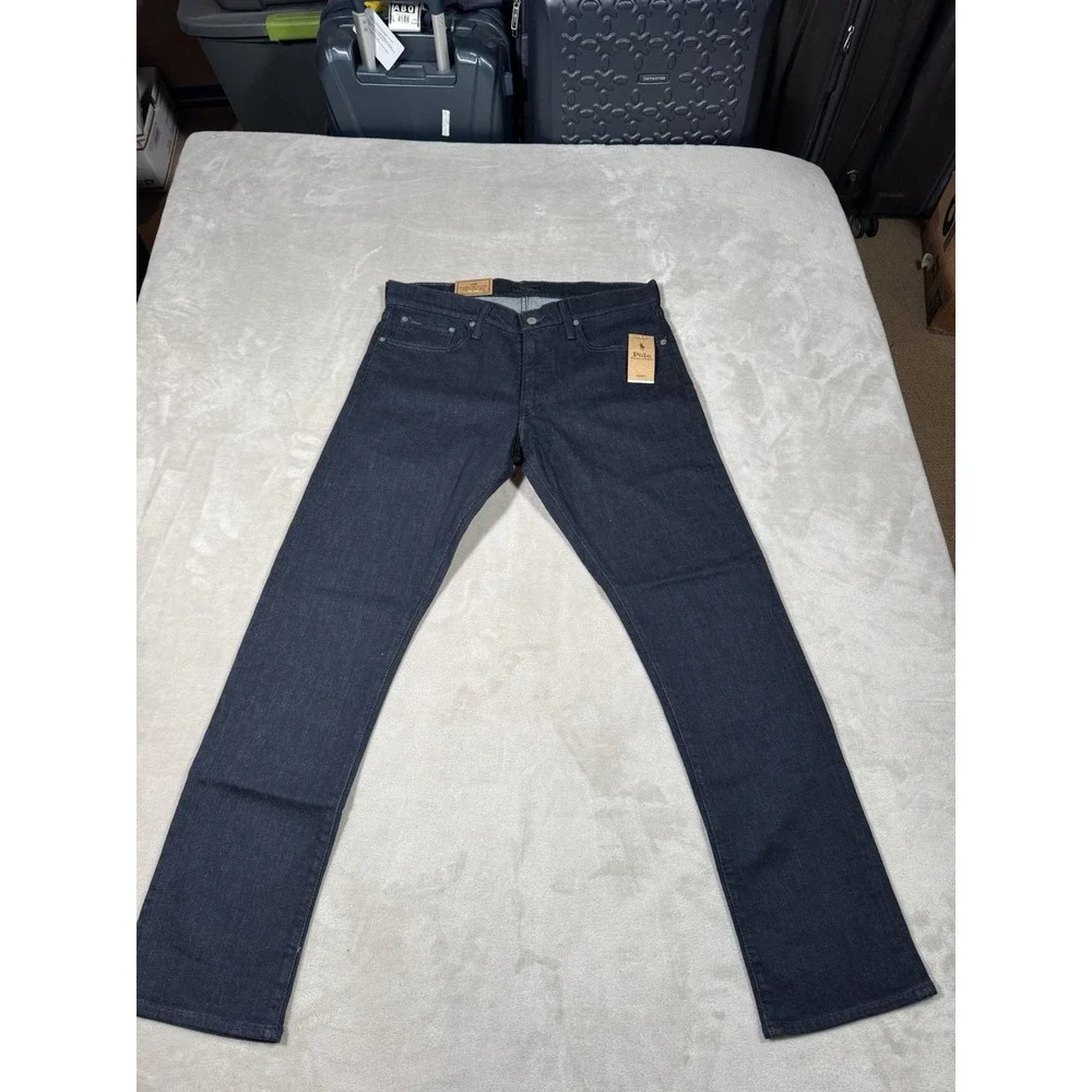 Polo Ralph Lauren Varick Slim Straight Jeans Size 33x32 Blue Rope Dyed NWT
